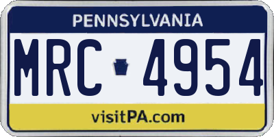 PA license plate MRC4954