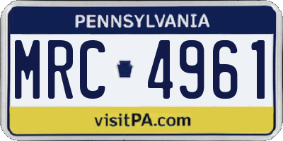 PA license plate MRC4961