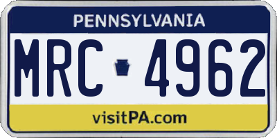 PA license plate MRC4962