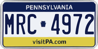 PA license plate MRC4972