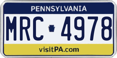 PA license plate MRC4978