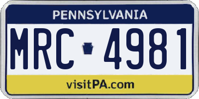 PA license plate MRC4981