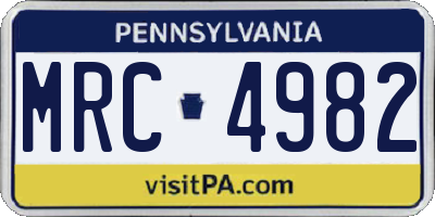 PA license plate MRC4982
