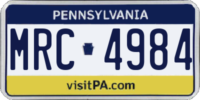 PA license plate MRC4984