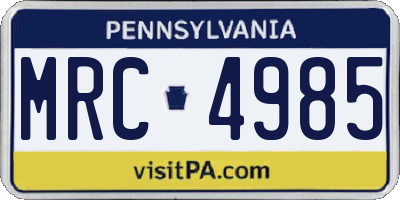 PA license plate MRC4985