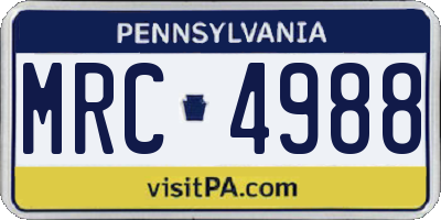 PA license plate MRC4988