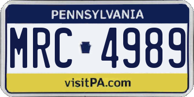 PA license plate MRC4989