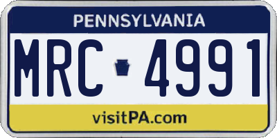 PA license plate MRC4991
