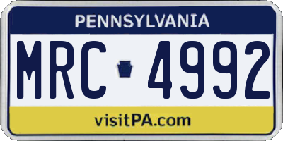PA license plate MRC4992