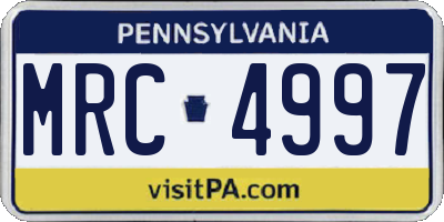 PA license plate MRC4997