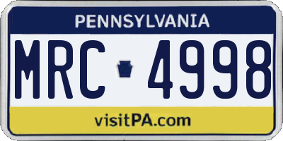 PA license plate MRC4998