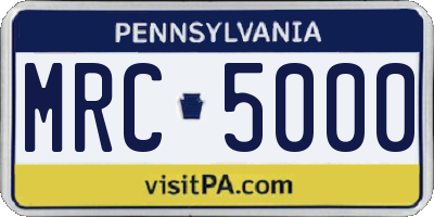 PA license plate MRC5000