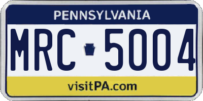 PA license plate MRC5004