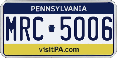 PA license plate MRC5006