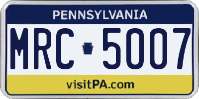 PA license plate MRC5007