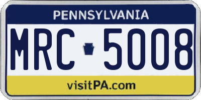 PA license plate MRC5008