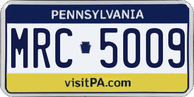 PA license plate MRC5009