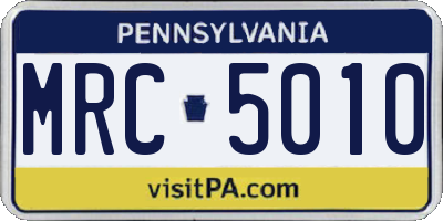 PA license plate MRC5010