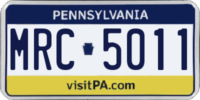 PA license plate MRC5011