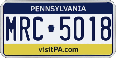 PA license plate MRC5018