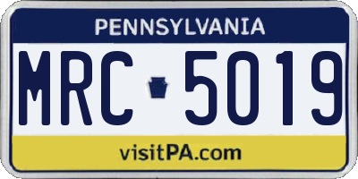 PA license plate MRC5019