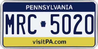 PA license plate MRC5020