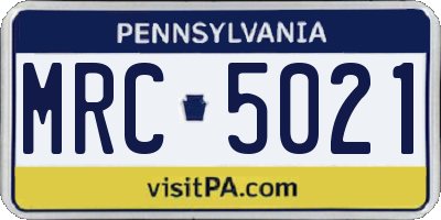 PA license plate MRC5021