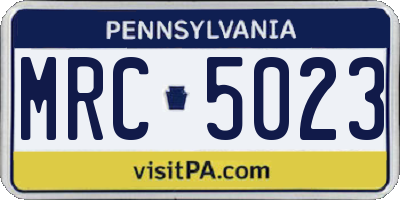 PA license plate MRC5023