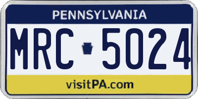 PA license plate MRC5024