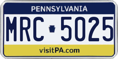 PA license plate MRC5025