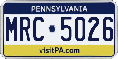 PA license plate MRC5026