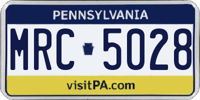 PA license plate MRC5028