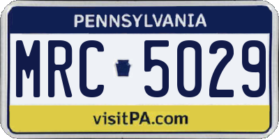 PA license plate MRC5029