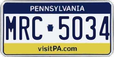 PA license plate MRC5034