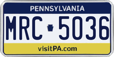 PA license plate MRC5036
