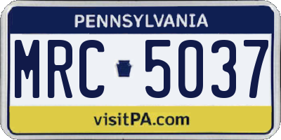 PA license plate MRC5037