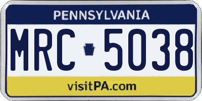 PA license plate MRC5038