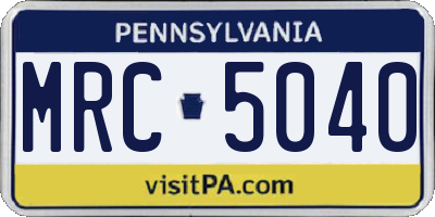 PA license plate MRC5040