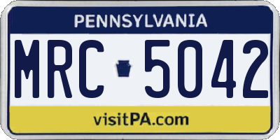PA license plate MRC5042