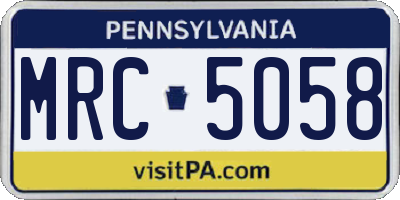 PA license plate MRC5058