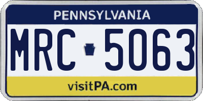 PA license plate MRC5063