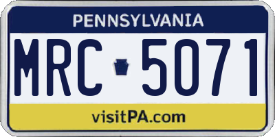PA license plate MRC5071
