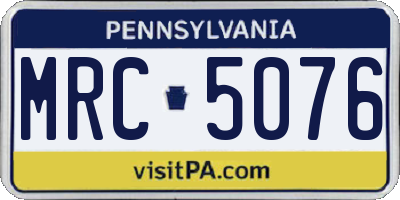PA license plate MRC5076