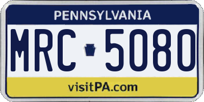 PA license plate MRC5080