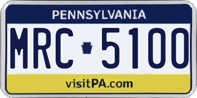 PA license plate MRC5100