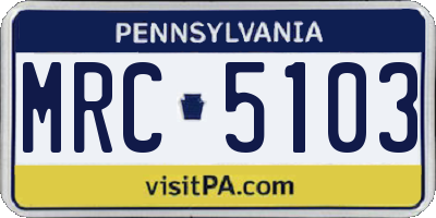 PA license plate MRC5103