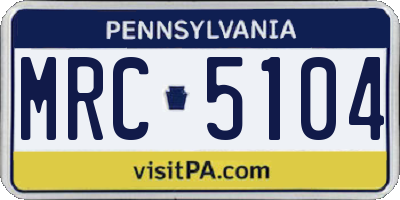 PA license plate MRC5104