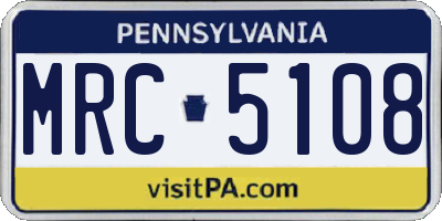 PA license plate MRC5108