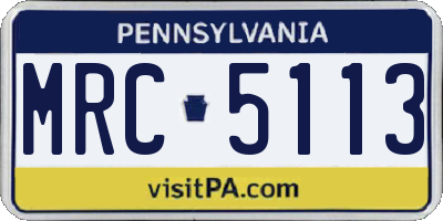 PA license plate MRC5113