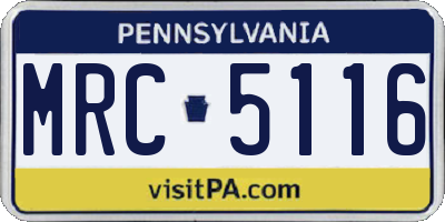 PA license plate MRC5116
